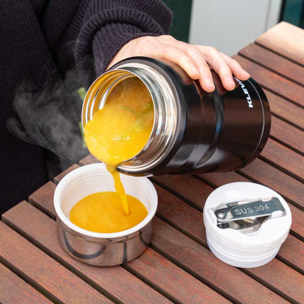 MealiGo™ Thermal Travel Flask With Double Walled Insulation + Foldable Travel Spoon Kitchen Gadget Kleva Range - Everyday Innovations   