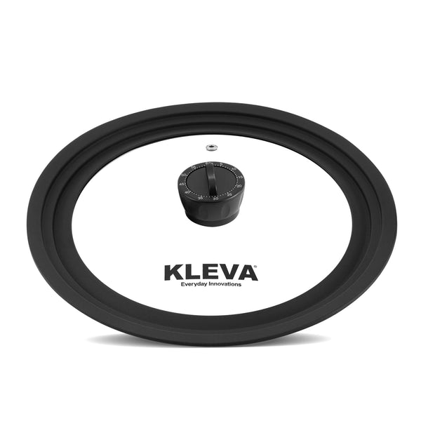 Universal Glass Lid With Detachable Timer Knob + Soft Touch Silicone Rims Cookware Kleva Range - Everyday Innovations   