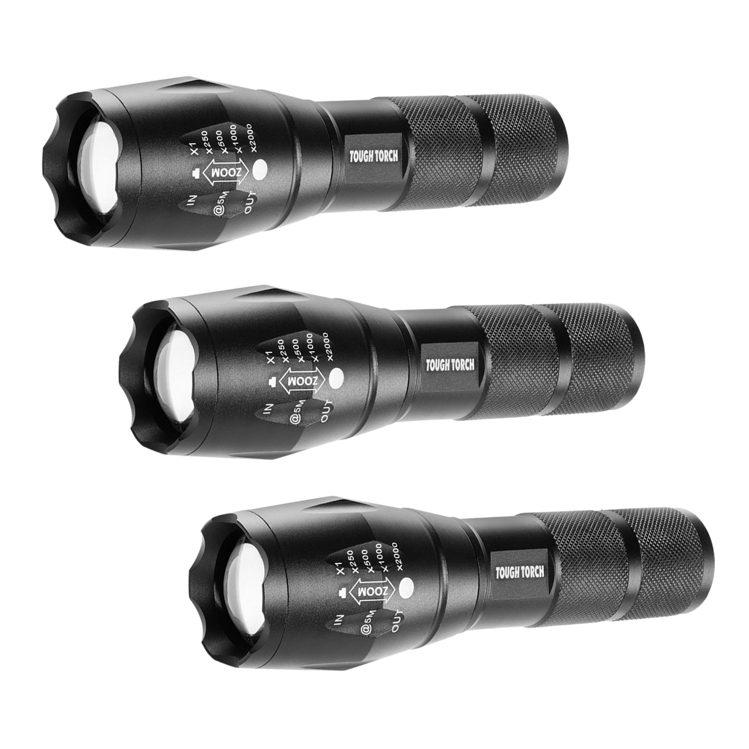 Tough Torch Trio Military Grade, Water Resistant LED Flashlights With 5 Modes gardening and outdoor Kleva Range   