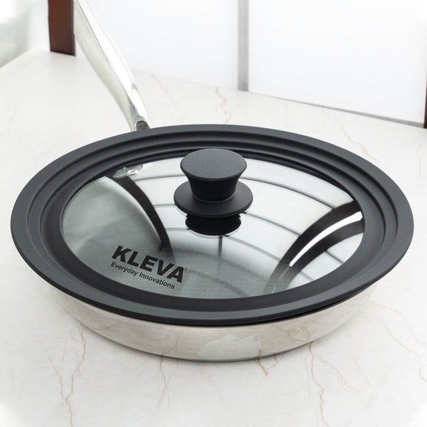 Universal Glass Frying Pan Lid With Soft Touch Rims - From sizes 24cm - 30cm Cookware Kleva Range - It's Kleva, It's Simple, It Works   