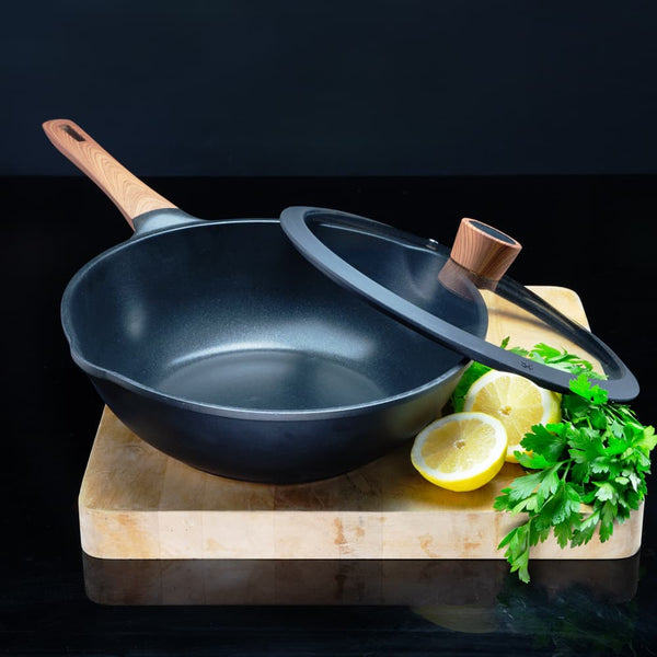 Diamond Earth®  Wok + Glass Lid - 30cm Cookware Kleva Range - Everyday Innovations   