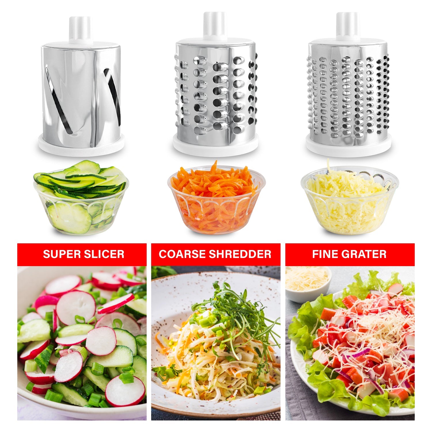 Sumo Slicer - The 3-in-1 food preparation system. Slice, grate and
