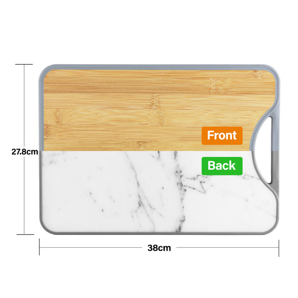 Double Sided Bamboo + Marble Look Chopping Board! Kitchen Kleva Range - It's Kleva, It's Simple, It Works   