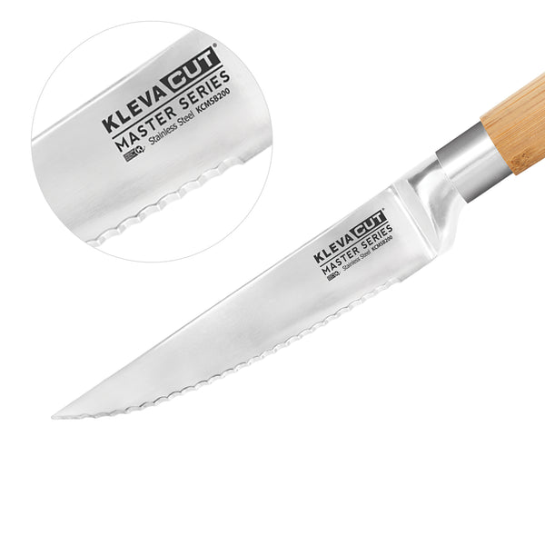 KlevaCut® Master Series 4 Piece Bamboo Steak Knife Set! UPSELL Kleva Range   