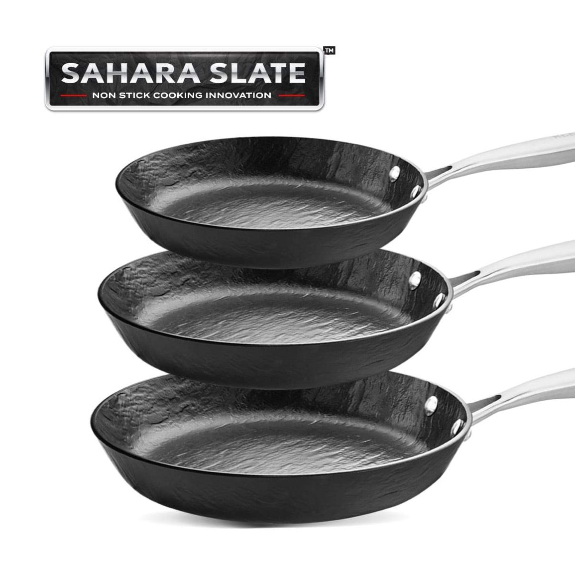 Sahara Slate® - Quality, Non-Stick Frying Pan Compete 3pc Set! Cookware Kleva Range - Everyday Innovations   