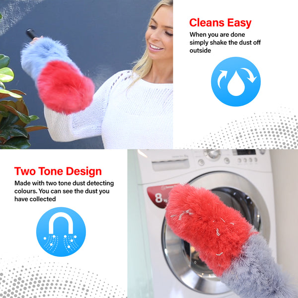 Miracle Magnetic Duster® Attracts Dust Like A Magnet + Telescopic Extension Pole UPSELL Kleva Range   