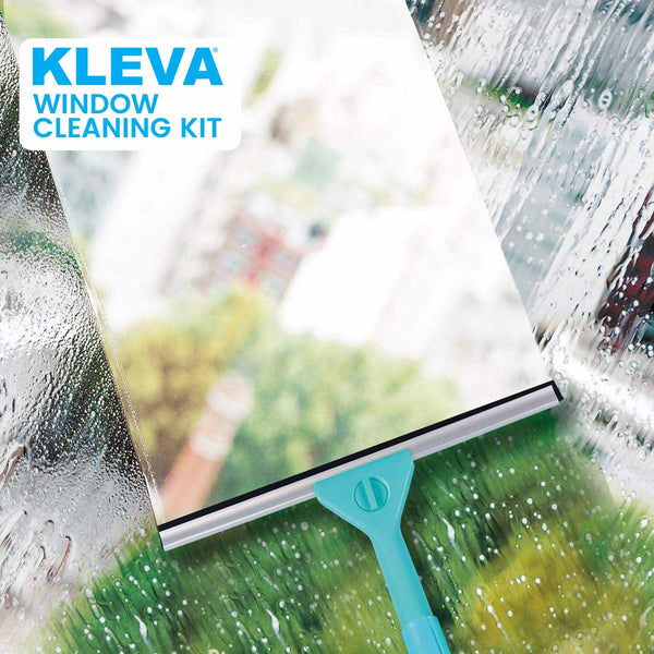 Telescopic Window Cleaning Kit + Soft Microfibre Cloths & Streak-free Squeegee Cleaning Kleva Range - Everyday Innovations   