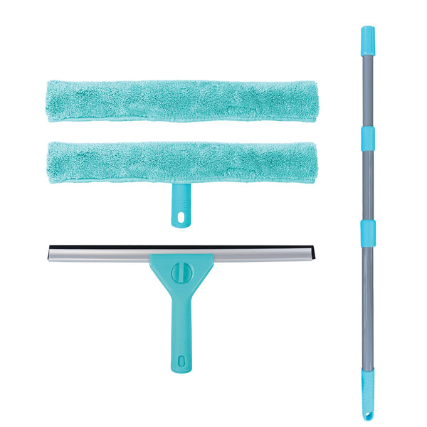 Telescopic Window Cleaning Kit With Soft Microfibre Cloths & Streak-Free Squeegee UPSELL Kleva Range - Everyday Innovations   